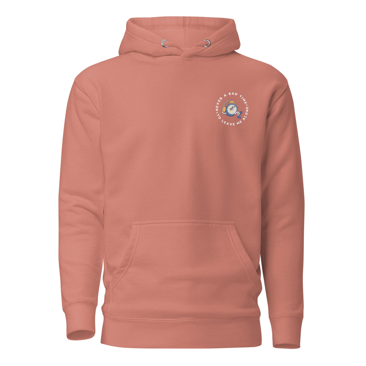 Faded Pink Never a Bad Time Hoodie Front View