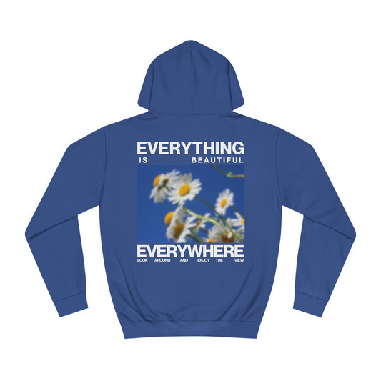 Back of Royal Blue Everything Everywhere Hoodie with White graphics