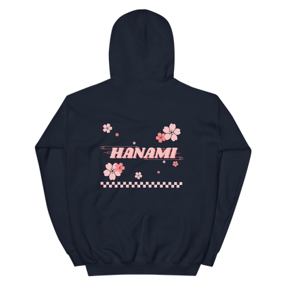 Back of Navy Cherry Blossom Breeze Sweater with Hanami on it